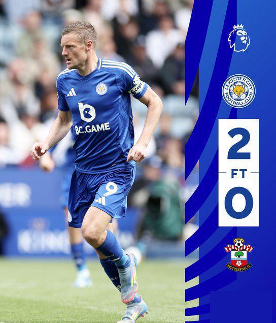 英超第35轮莱斯特城2-0完胜南安普顿，瓦尔迪救场成最大亮点