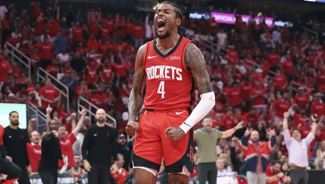NBA季后赛G2火箭击败勇士扳平比分 杰伦格林38分8三分表现抢眼