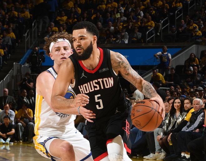 2025年NBA季后赛G3：勇士vs火箭，范弗利特首节13分助火箭领先