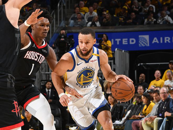 2025年NBA季后赛G3：勇士vs火箭，范弗利特首节13分助火箭领先