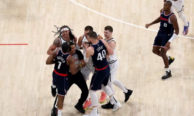 NBA季后赛快船惜败掘金2分，赛后冲突引争议，系列赛2-2平