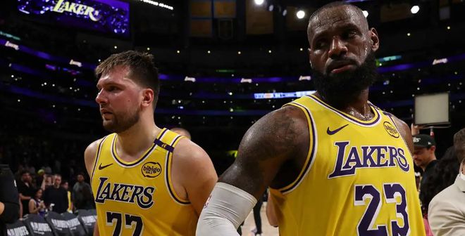 4月28日NBA季后赛湖人森林狼首轮G4战，G3东契奇低迷詹姆斯高光难救主